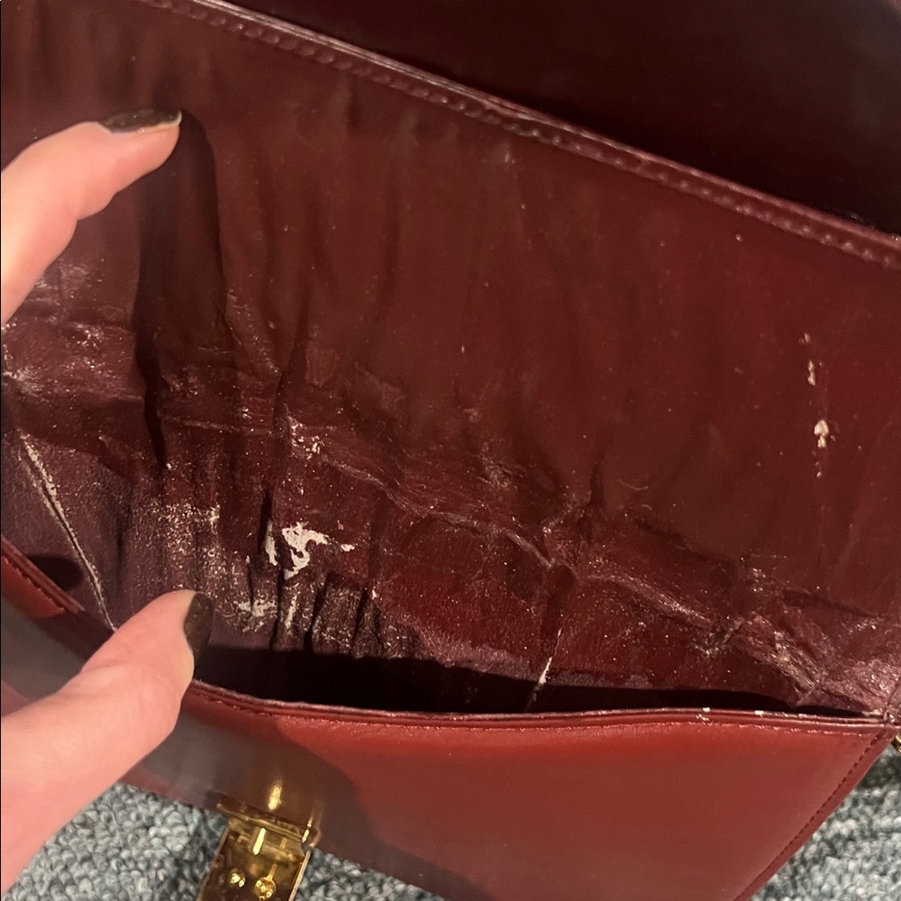 vintage Cartier Must de Cartier shoulder bag bordeaux leather gold-tone hardware - Picture 6 of 14